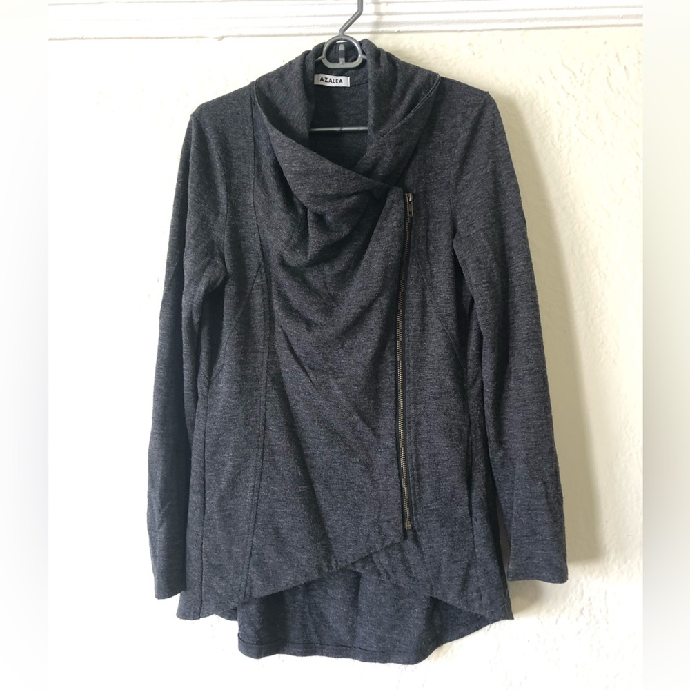 Azalea Zip-Up Drape Cardigan